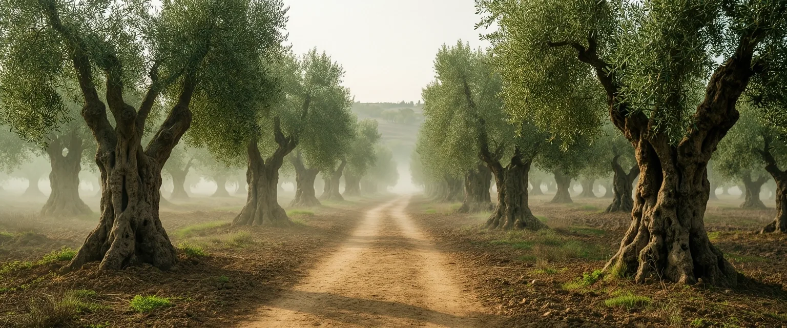 Sendero entre olivos